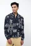 Buy_Triune_Black Cotton Jugnoo Mandala Shirt _at_Aza_Fashions
