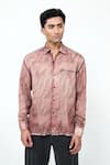 Buy_Triune_Pink Satin, Tencel Dirty Print Shirt _at_Aza_Fashions
