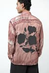 Shop_Triune_Pink Satin, Tencel Dirty Print Shirt _at_Aza_Fashions