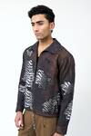 Triune_Black Muslin, Denim Patchwork Wild Embroidered Jacket _Online_at_Aza_Fashions