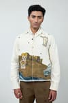 Buy_Triune_White Cotton Rhinestones, Patchwork Ranthambore Embroidered Jacket _at_Aza_Fashions