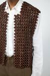 Buy_Triune_Brown Wood Hand Beaded Vest _Online_at_Aza_Fashions