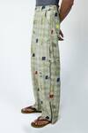Triune_Green Cotton Techno Tiles Printed Pant _Online_at_Aza_Fashions