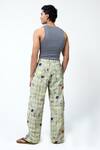 Shop_Triune_Green Cotton Techno Tiles Printed Pant _at_Aza_Fashions