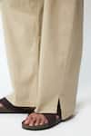 Triune_Beige Cotton Tilt Carve Pant _Online_at_Aza_Fashions