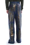 Triune_Blue Denim Foil Printing Sun Valley Pant _Online_at_Aza_Fashions