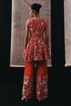 Shop_Twenty Nine_Red Silk, Crepe Embroidery Floral Palazzo _at_Aza_Fashions