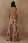 Shop_Twenty Nine_Rust Net Mirrors, Tassels Mirrorwork Fish Cut Lehenga _at_Aza_Fashions