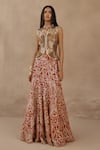 Buy_Twenty Nine_Rust Net Mirrors, Tassels Mirrorwork Fish Cut Lehenga _at_Aza_Fashions