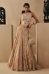Buy_Twenty Nine_Gold Net Sequins, Mirrors Lehenga _at_Aza_Fashions