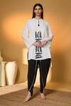 Buy_Masaba_Black Silk, Crepe Round Neck Totem Pod Kurta And Pant Set _at_Aza_Fashions