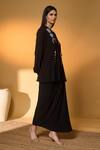 Masaba_Black Silk, Crepe Embroidery, Tassels Round Midnight Snack Kurta And Skirt Set _Online_at_Aza_Fashions