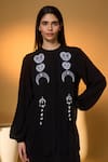 Buy_Masaba_Black Silk, Crepe Embroidery, Tassels Round Midnight Snack Kurta And Skirt Set _Online_at_Aza_Fashions