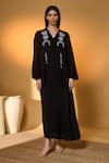 Buy_Masaba_Black Silk, Crepe Embroidery, Tassels Round Midnight Snack Kurta And Skirt Set _at_Aza_Fashions