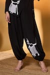 Buy_Masaba_Black Silk, Crepe V-neck Pasture Of Dreams Kurta And Pant Set _Online_at_Aza_Fashions