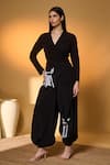 Buy_Masaba_Black Silk, Crepe V-neck Pasture Of Dreams Kurta And Pant Set 