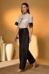 Masaba_White Chanderi Round Neck Midnight Snack Top And Pant Set _at_Aza_Fashions