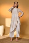 Buy_Masaba_Ivory Silk, Crepe Round Neck Dot Drama Raw Kurta And Pant Set _at_Aza_Fashions