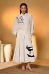 Buy_Masaba_Ivory Silk, Crepe Collared Moo Meadow Shirt And Skirt Set _at_Aza_Fashions