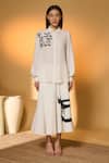 Masaba_Ivory Silk, Crepe Collared Moo Meadow Shirt And Skirt Set _at_Aza_Fashions