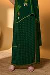 Buy_Masaba_Green Crepe, Silk V-neck Tropical Top And Veshti Set _Online_at_Aza_Fashions