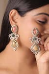Buy_MRJEWELS_Multi Color Pearls, Stones, Crystals Vintage Heritage Embellished Earrings _at_Aza_Fashions