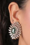 Shop_MRJEWELS_Green Stones, Crystals Victorian Statement Studs _at_Aza_Fashions
