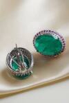 Shop_MRJEWELS_Green Stones, Crystals, Emerald Royale Embellished Studs _at_Aza_Fashions