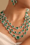 Buy_MRJEWELS_Green Stones, Crystals Embellished Necklace Set _at_Aza_Fashions