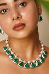 Buy_MRJEWELS_Green Pearls, Stones Embellished Necklace Set _at_Aza_Fashions