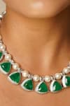 MRJEWELS_Green Pearls, Stones Embellished Necklace Set _Online_at_Aza_Fashions