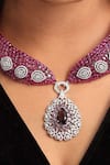 Shop_MRJEWELS_Multi Color Stones, Crystals, Faux Diamonds Amara Imitation Necklace Set _at_Aza_Fashions