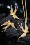Shop_MRJEWELS_Gold Plated Crystals Bird Statement Embellished Pendant Necklace Set _at_Aza_Fashions