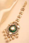 Buy_MRJEWELS_White Pearls, Stones Polki Embellished Maang Tikka _at_Aza_Fashions