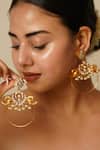 Buy_MRJEWELS_Gold Plated Pearls, Stones Peacock Polki Hoop Earrings _at_Aza_Fashions