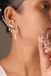 Buy_MRJEWELS_White Pearls, Stones Royal Statement Jhumka Earcuffs _at_Aza_Fashions