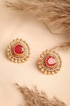 Buy_MRJEWELS_Gold Plated Stones, Crystals Moissanite Embellished Studs _at_Aza_Fashions