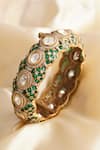 Buy_MRJEWELS_Green Stones Statement Kundan Polki Bangle - Single Pc _at_Aza_Fashions