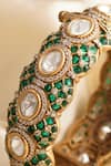 Shop_MRJEWELS_Green Stones Statement Kundan Polki Bangle - Single Pc _at_Aza_Fashions