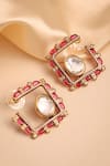 Buy_MRJEWELS_White Stones, Crystals Exquisite Polki Embellished Stud Earrings _at_Aza_Fashions