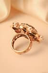 Shop_MRJEWELS_Gold Plated Pearls, Stones Polki Embellished Ring _at_Aza_Fashions