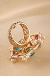 Shop_MRJEWELS_Multi Color Pearls, Stones, Crystals, Navratna Royal Embellished Ring _at_Aza_Fashions