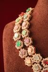 MRJEWELS_Multi Color Stones, Crystals Carved Layered Necklace Set _Online_at_Aza_Fashions
