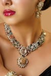 Buy_MRJEWELS_Multi Color Stones, Crystals Vintage Inspired Necklace Set _at_Aza_Fashions