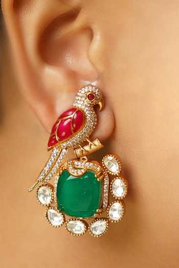 MRJEWELS_Multi Color Stones Morni Noormahal Parrot Motif Necklace Set _Online_at_Aza_Fashions