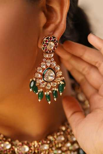 MRJEWELS_Multi Color Beads, Zari, Stones, Jadau Polki Kundan Meenakari Necklace Set _Online_at_Aza_Fashions