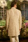 Shop_Seema Gujral_Beige Silk, Cotton Embroidery, Zari Raw Sherwani Set _at_Aza_Fashions