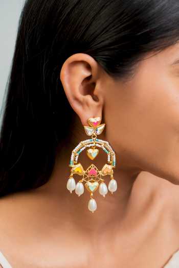 Shop_Bauble Bazaar_Multi Color Beads, Pearls, Crystals Beautiful Mistake Earrings _Online_at_Aza_Fashions