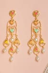 Shop_Bauble Bazaar_Multi Color Pearls Say Love Earrings _at_Aza_Fashions