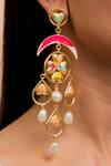 Shop_Bauble Bazaar_Multi Color Pearls, Crystals Written For You Earrings _at_Aza_Fashions